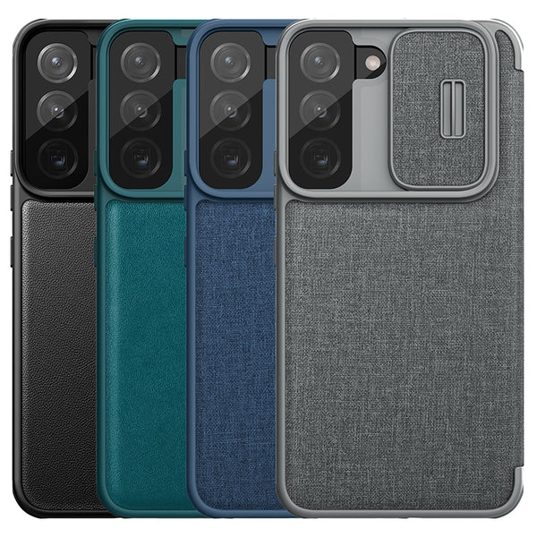 Qin Pro Leather phone Case with Cards Wallet Slide Lens Protector for Samsung Galaxy S22 series